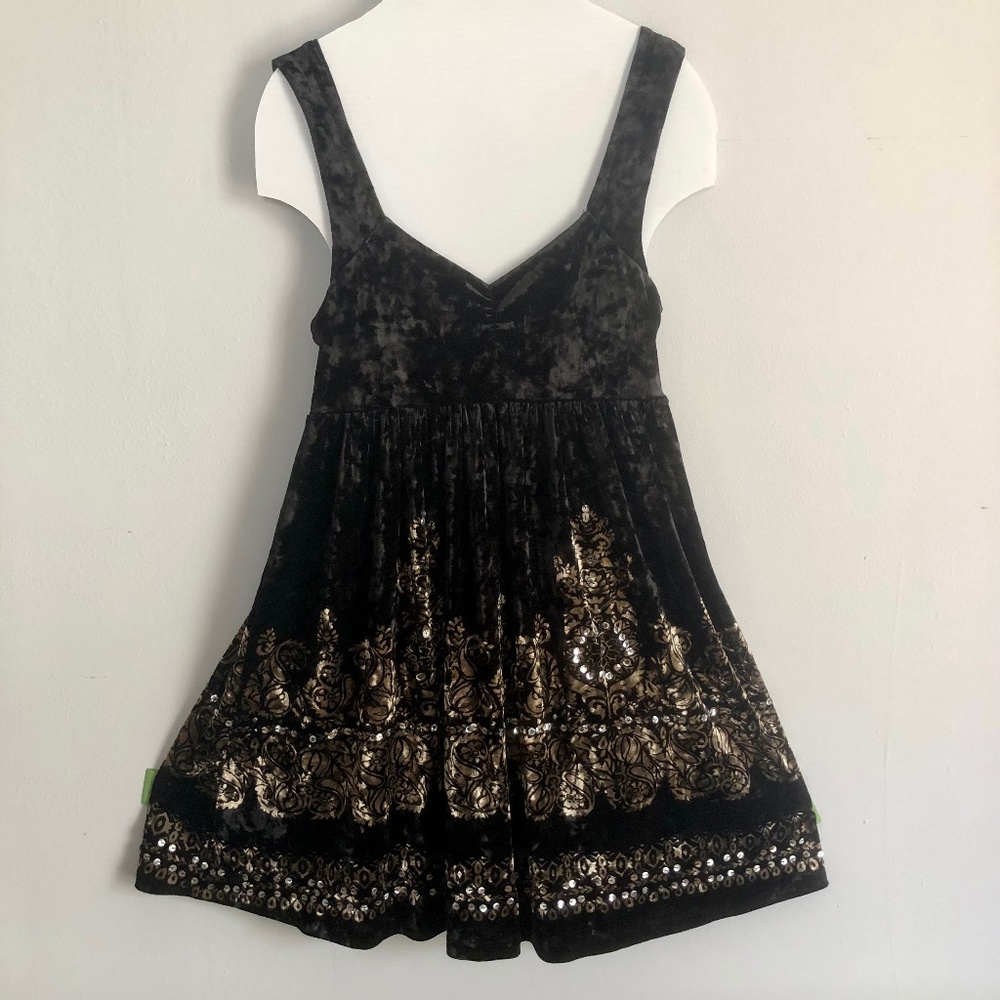FREE PEOPLE Lil Black Crushed Velvet Cocktail Dress